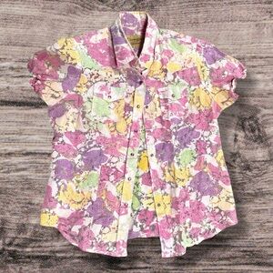 Cowgirl Legend Floral Paisley snap Button Down Top